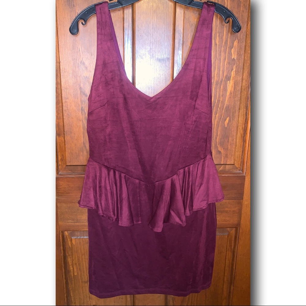 NWT: 5|48 Aubergine suede peplum dress, size M - Picture 2 of 5